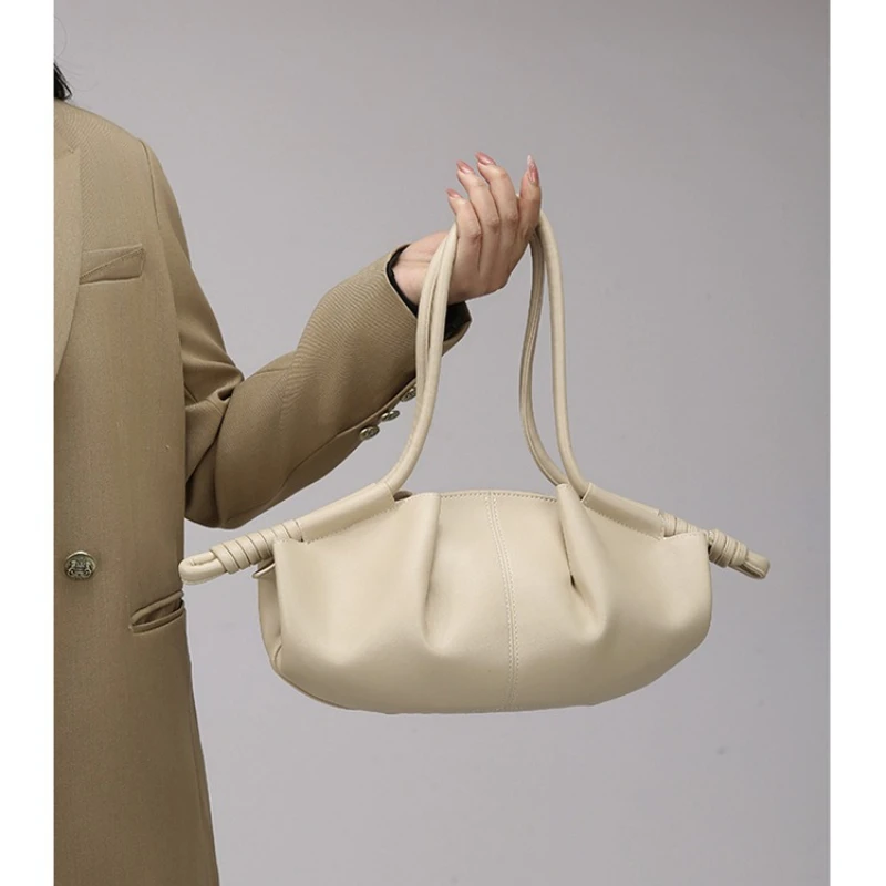 

2025 New Pleated Tote Handbag Women's Bags Senior Sense Korean Fashion Peplum Cloud Bag Female Texture Commuter Crossbody Bags