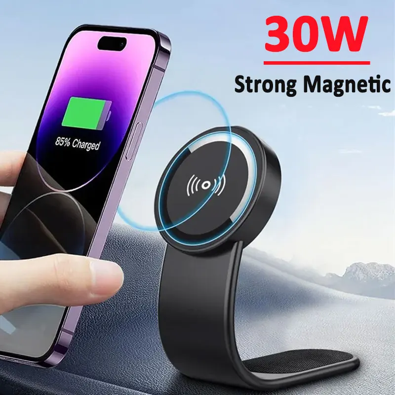 Magnetic Car Phone Holder Wireless Charger Car Fast Charging Dashboard Car Mount Bracket for iPhone 15 14 13 12 Pro Max Macsafe