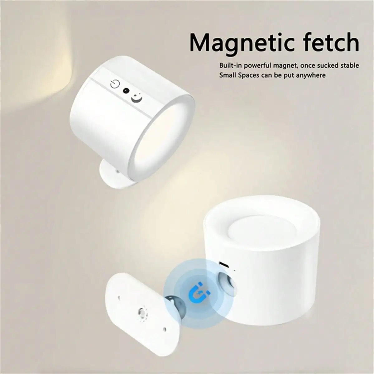 1Pc LED Double-Sided Magnetic Wall Light: 360° Rotatable, 3-Color Touch Control USB Lamp for Home