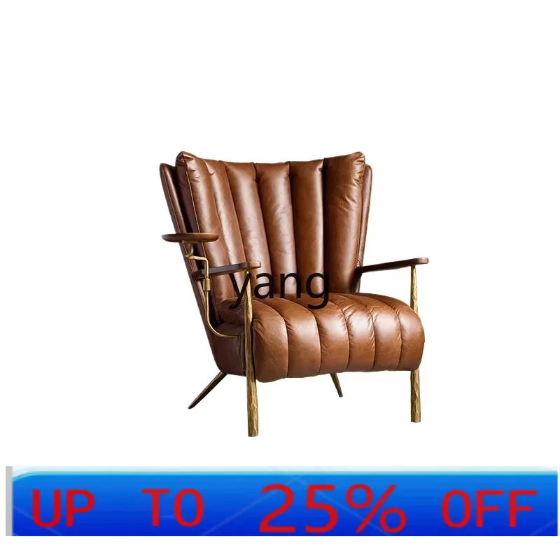 

LMM Hand Forged Wrought Iron Leather Single-Seat Sofa Chair Retro Oil Wax Skin