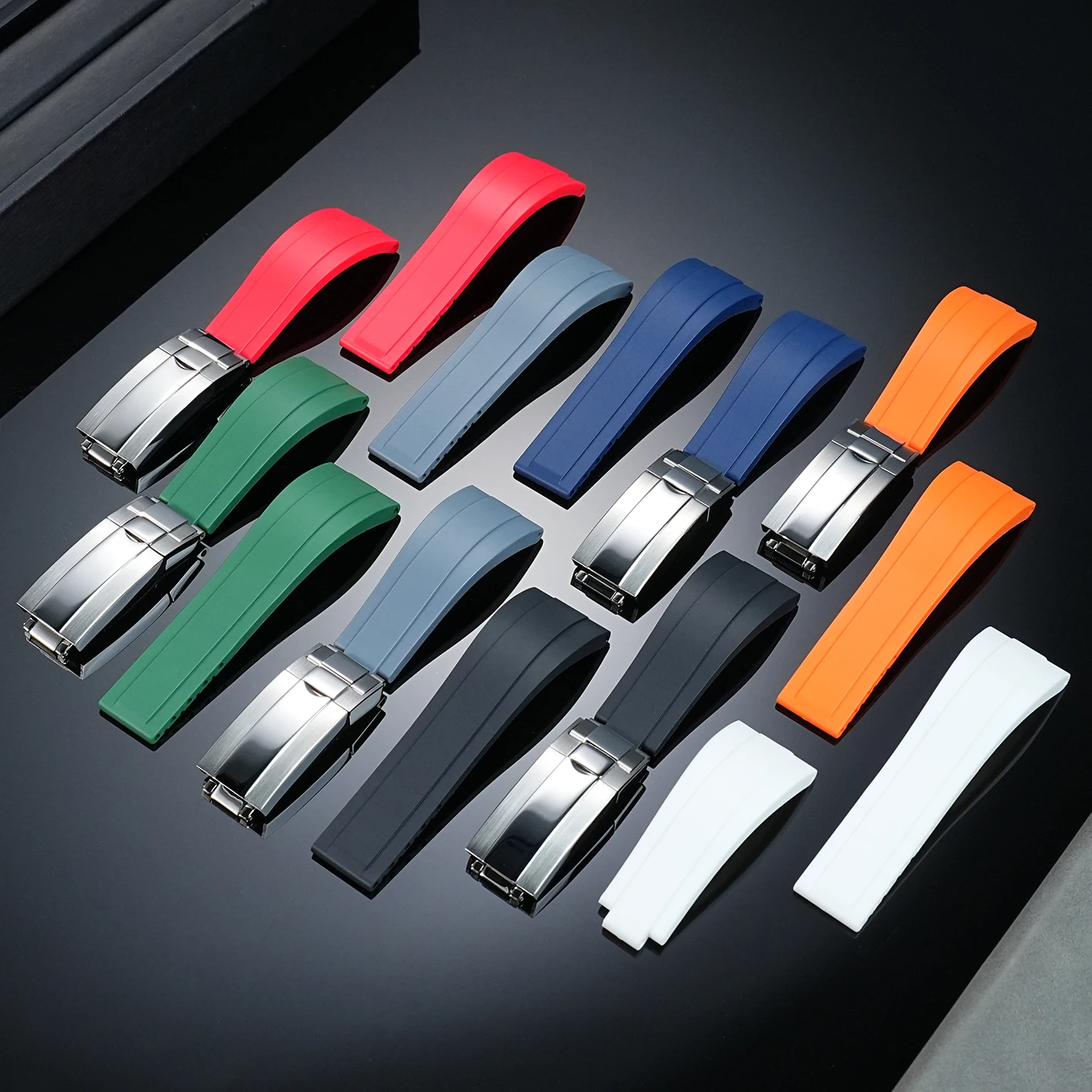 Sports Diving Rubber Watch Strap For Rolex Daytona Air-King Yacht-Master Folding Buckle Silicone Watchband 20mm 21mm 22mm Soft