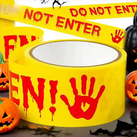 25M accessoires d'halloween garder le Danger attention ruban d'avertissement d'isolation ruban d'avertissement en plastique pour la décoration de fête à thème d'horreur
