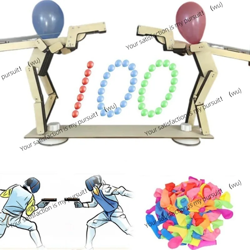 Handmade wooden doll interactive balloon game