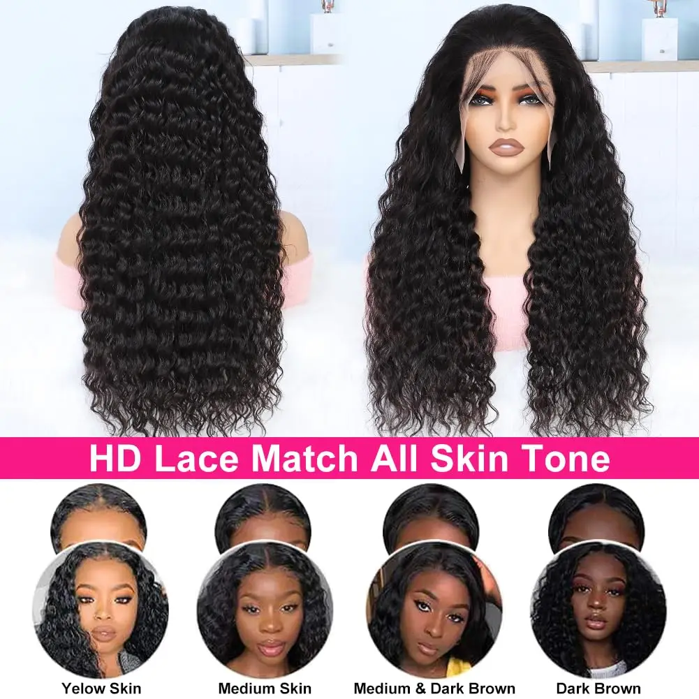 36 Inch Curly Lace Front Human Hair Wigs For Black Women Pre Plucked Brazilian Hair 13x4 Deep Wave Frontal Wig 13x6 Hd Lace Wig