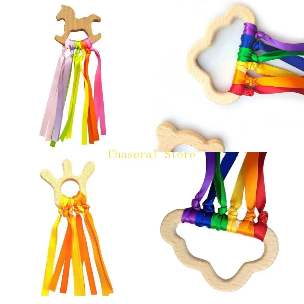 

E7CE Baby Teething Ribbon Tassel Baby Teether for Pacifier Chain Novelty Baby Teether