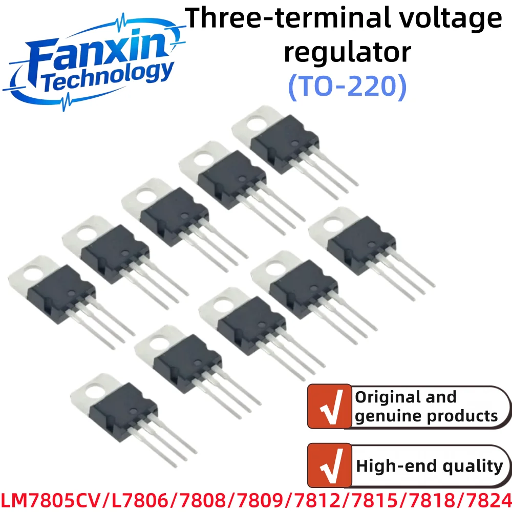 10PCS, L7805CV/L7806/7808/7809/7812/7815/7818/L7824CV-DG LM7805 TO-220 Transistor Voltage Regulator 