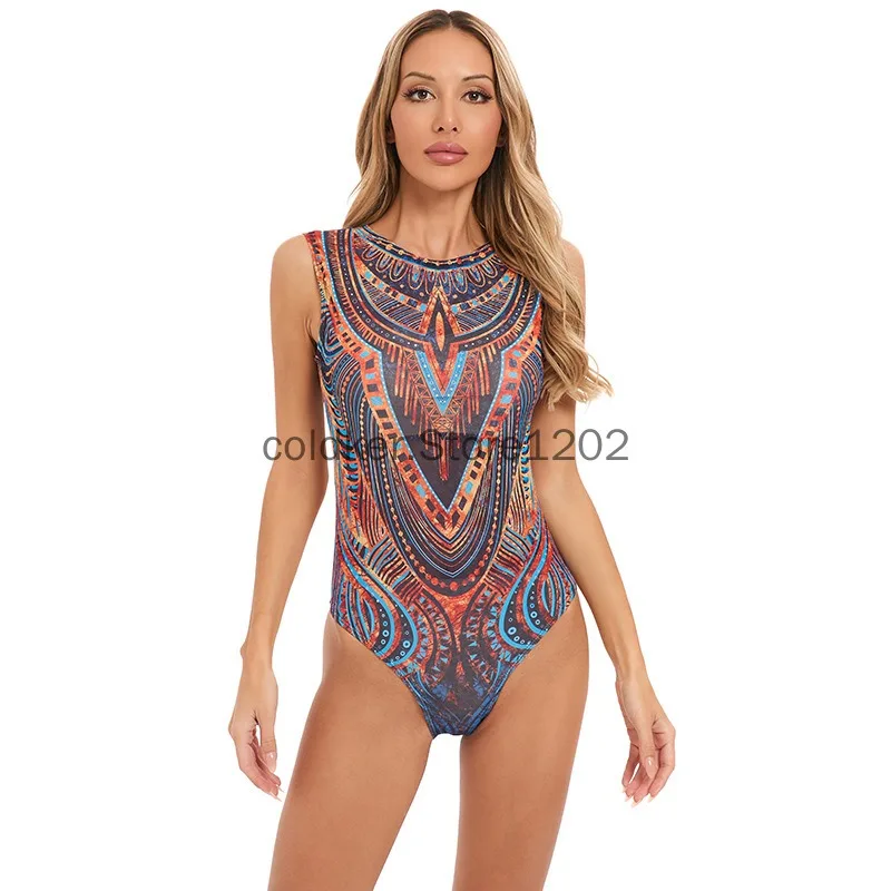

2025 Fashion Sexy Swimsuit 3d Digital Printing Women's Swimsuit Bikini Suit Sleveless Sun Protection Surfing Swimsuit Bathing