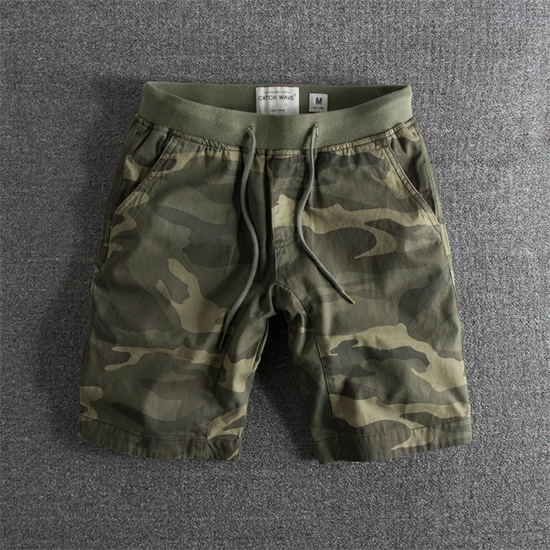 Summer Fashion High Quality Men's Camouflage Shorts America Elastic Waist Vintage Casual Loose Cozy Jogging Pants