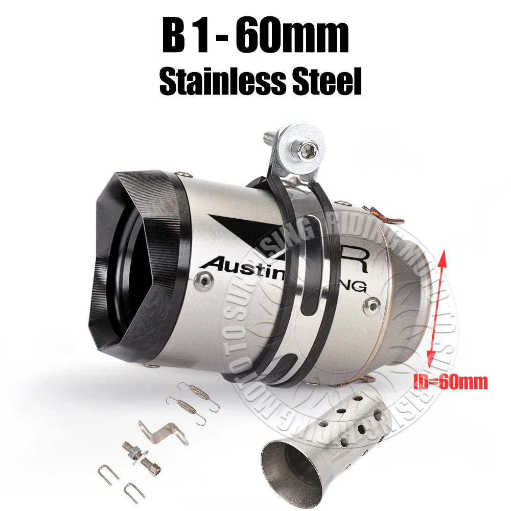 51mm 60mm Carbon/Stainless/Titanium AR Motorcycle Exhaust Muffler For Kawasaki Honda Yamaha KTM CF Suzuki Ktm Bmw etc Tail Pipe image 3