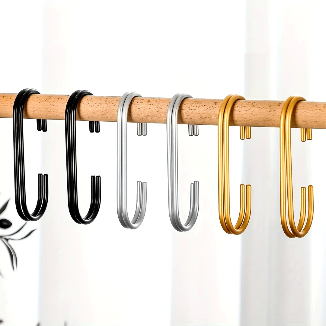 Set Of 4 Aluminum Alloy C-shaped Hooks For Household Storage, Clothing Store Display Hooks, Wardrobe Hooks For Clothes