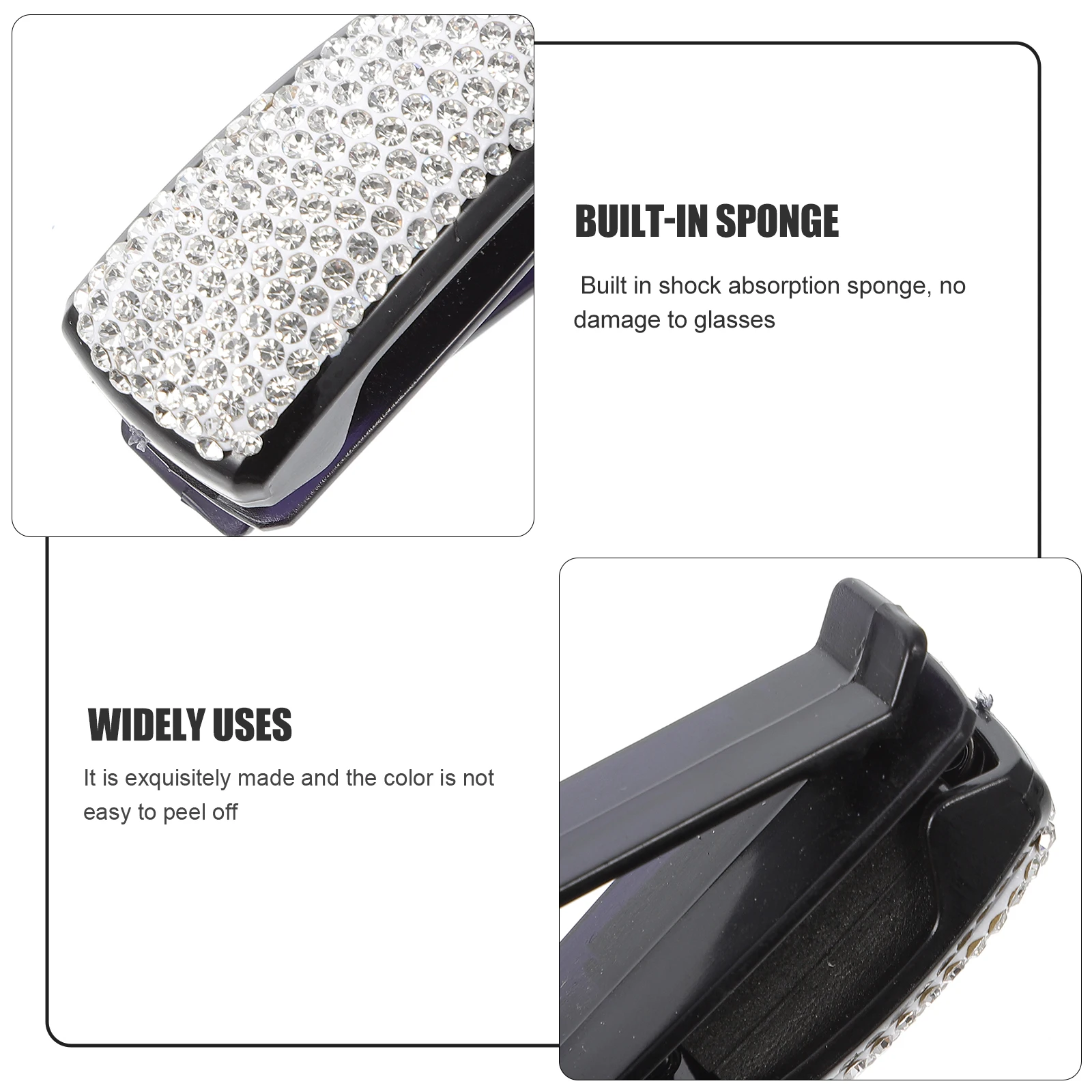 

2Pcs Car Glasses Holder Sunglasses Clip Visor Rhinestone Creative Eyeglasses Fixing Vehicle Glass Clamp Storage Solution