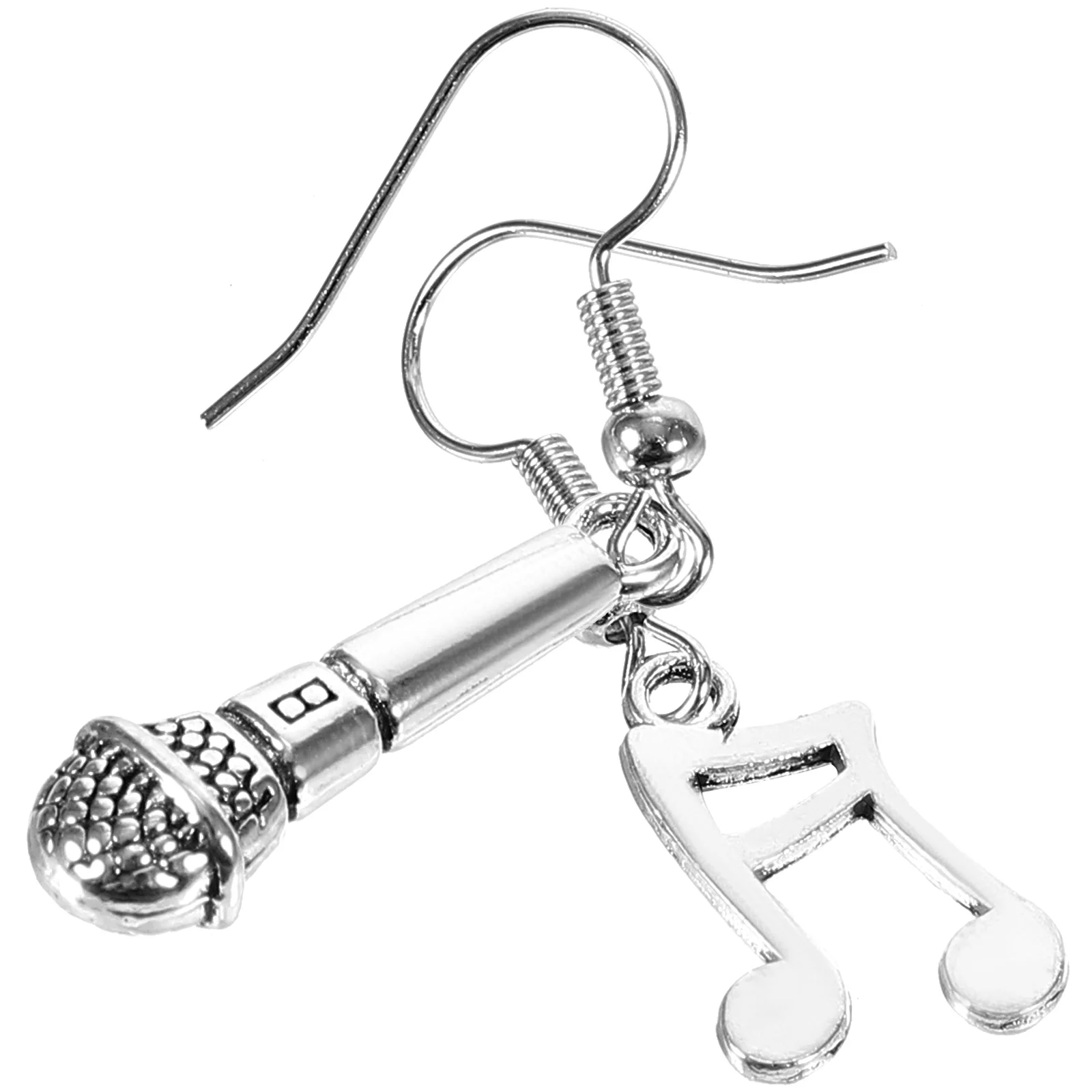 

Mic Gift for Music Lovers Microphone Note Earrings Pendant Asymmetrical Women Jewelry Miss