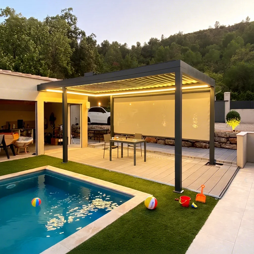 Sweet Home Modern Bioclimatic Electric/Manual Aluminum Waterproof Venetian Roof System Pergola Windproof Powder Coating