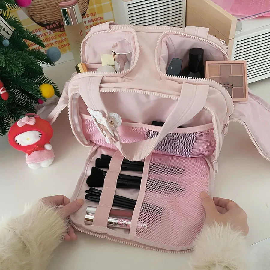 Neue Damen-Kosmetiktasche, tragbare Aufbewahrungstasche, große Kapazität, luxuriöse Make-up-Tasche, Reiseveranstalter, Essentials-Kulturbeutel – Detail 4