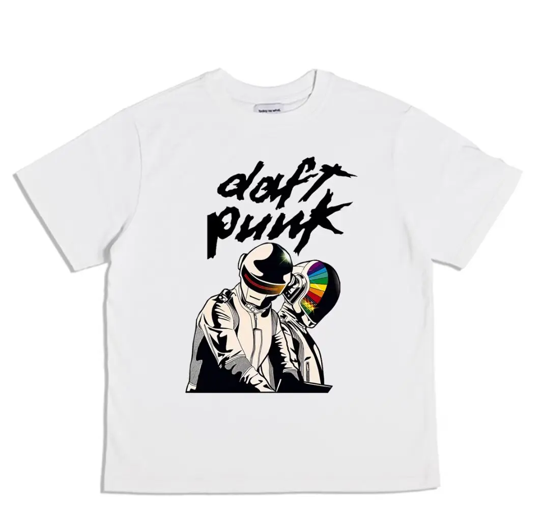 2024 Daft Punk TShirt Summer Men Cotton Tops Tees Women Casual Clothing Unisex Women Fashion Solid Color Short Sleeve Streetwear