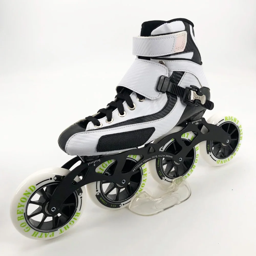 1 Pair High Ankle Speed Skates Professional Marathon Skates Carbon Fiber White Shoes Kids Adults Racing Inline Skating Patines
