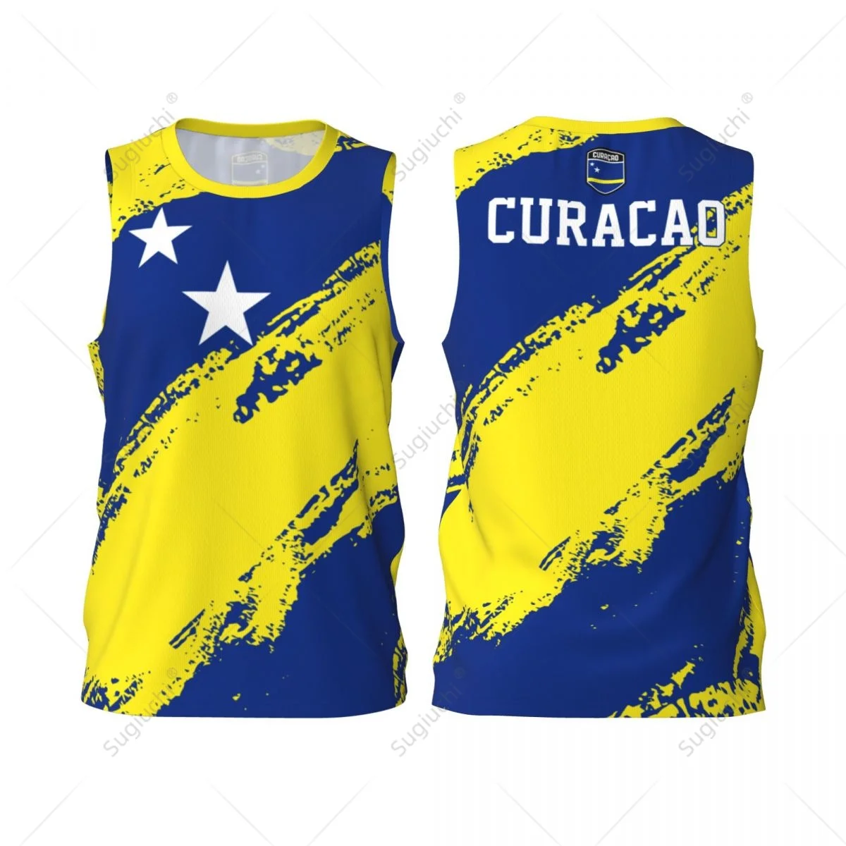 

Men Basketball Sports Curacao Flag Running Fitness Multifunction Sleeveless shirt Custom Name Nunber Exclusive