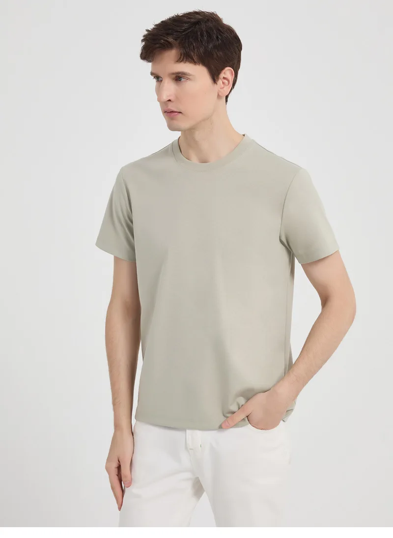 Double-sided Glossy Cotton T-shirt Long-staple Cotton Cold-free Short-sleeved T-shirt Men's T-shirts and Tank Tops