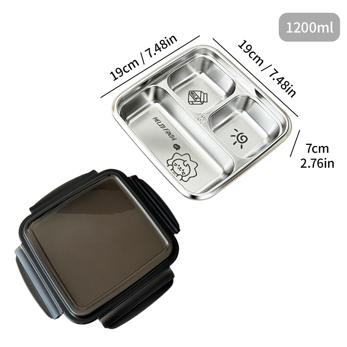 WORTHBUY 2/3 roosters 304 roestvrijstalen lunchbox Draagbare lekvrije voedselcontainer Grote capaciteit Bento Box voor studenten Volwassen