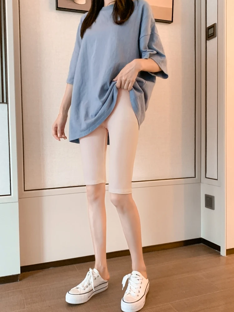 Damskie spodnie modalne ort, cienkie, z wysokim stanem, elastyczne, wyszczuplające, spodnie bazowe, do noszenia na zewnątrz, długość do połowy łydki, na lato.