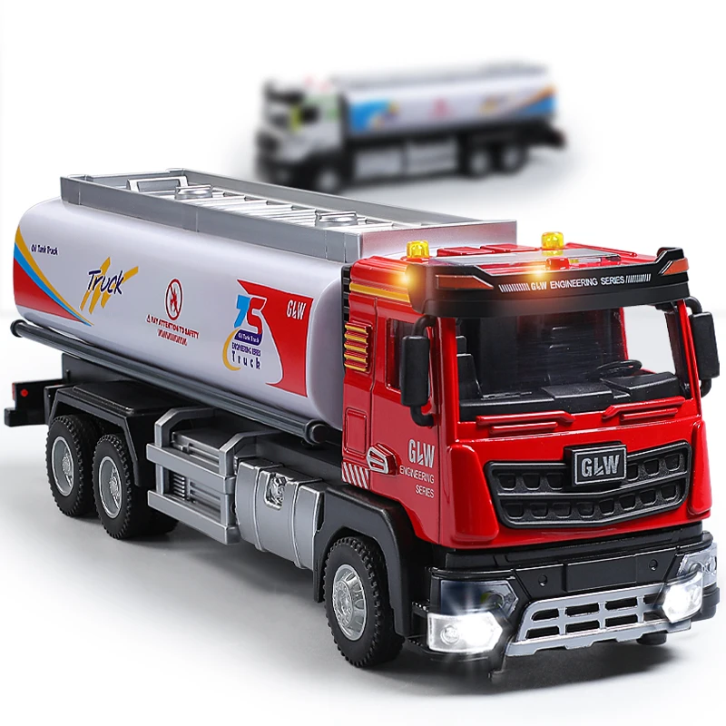 1:40 cidade urbana tanque de óleo transporte caminhão modelo simulação diecast veículo som e luz brinquedos para crianças presente