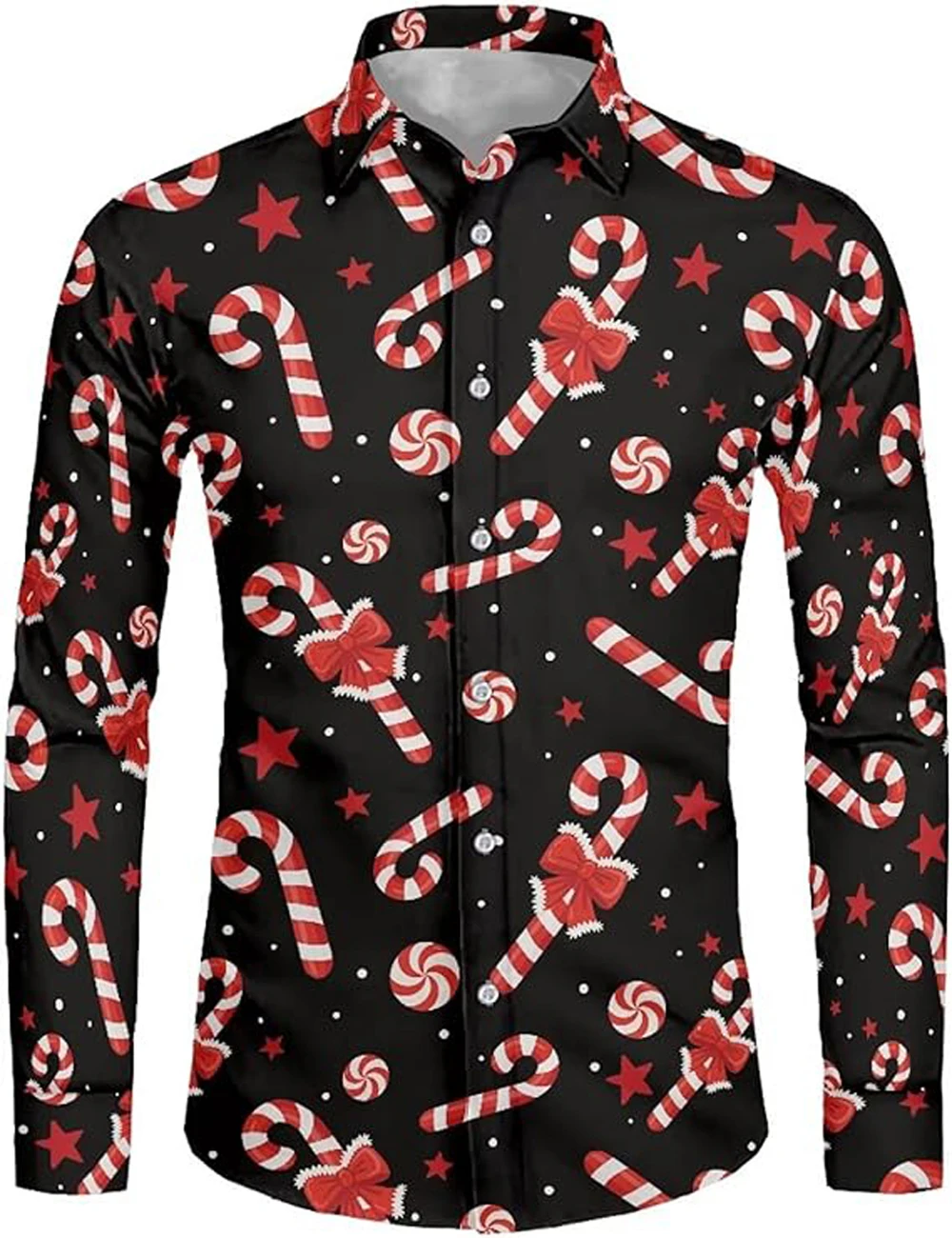 New Men's Christmas Shirt - Soft Long-Sleeved/Short-Sleeved Button-Down Shirt with Reindeer Print Hawaiian Shirt Holiday Parties