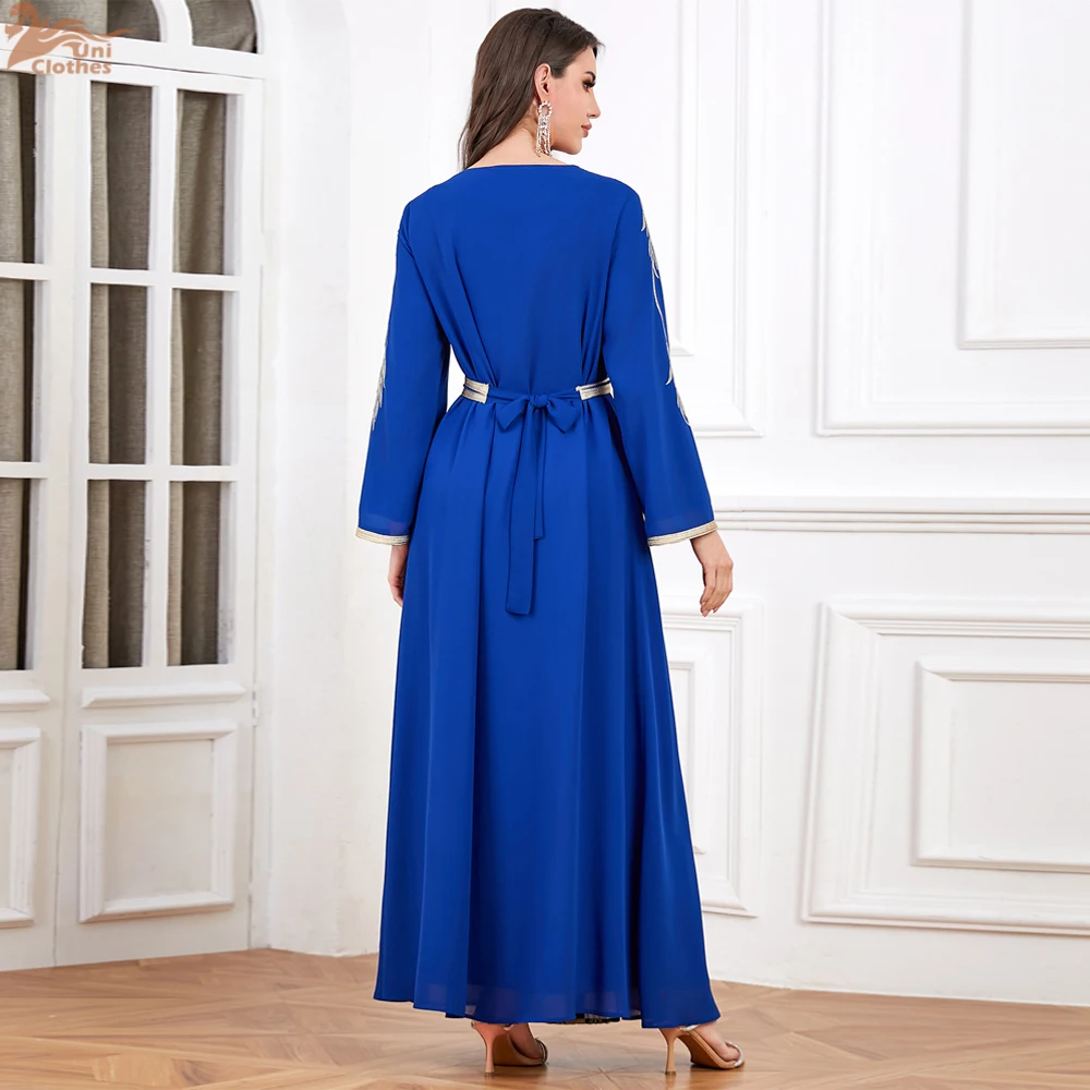 

New Dubai Embroidery Abaya Turkey Kaftan Women Muslim Long Dress Beaded Evening Party Gown Eid Ramadan Islam Clothing Femme Robe