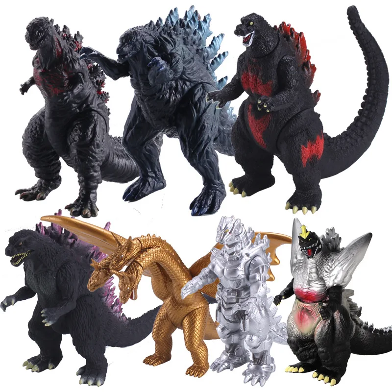 17-24cm Godzilla VS Kingkong  Oversized Gojira Soft Glue King Ghidorah Action Figure Movable Joints Model  Toys For Kid Boy Gift