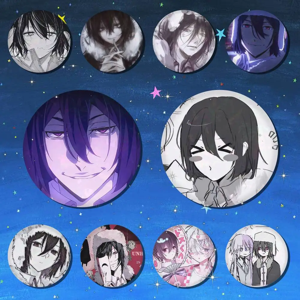 A-Sigma F-Fyodor D-Gogol Snap-in Pins Cartoon Character Round Creative Brooches For Backpack Accessories Jewelry Gifts