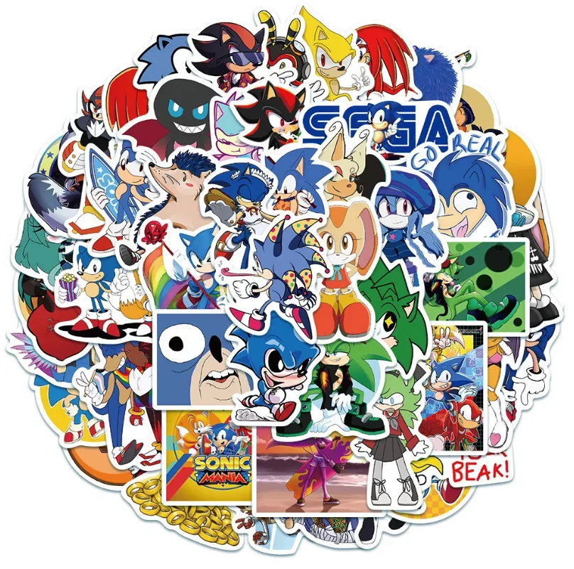 Paquete de 50 Uds. De pegatinas de juego Sonic de Anime DIY, equipaje de viaje para motocicleta, guitarra, monopatín, pegatina de dibujos animados, juguete para regalo para niños