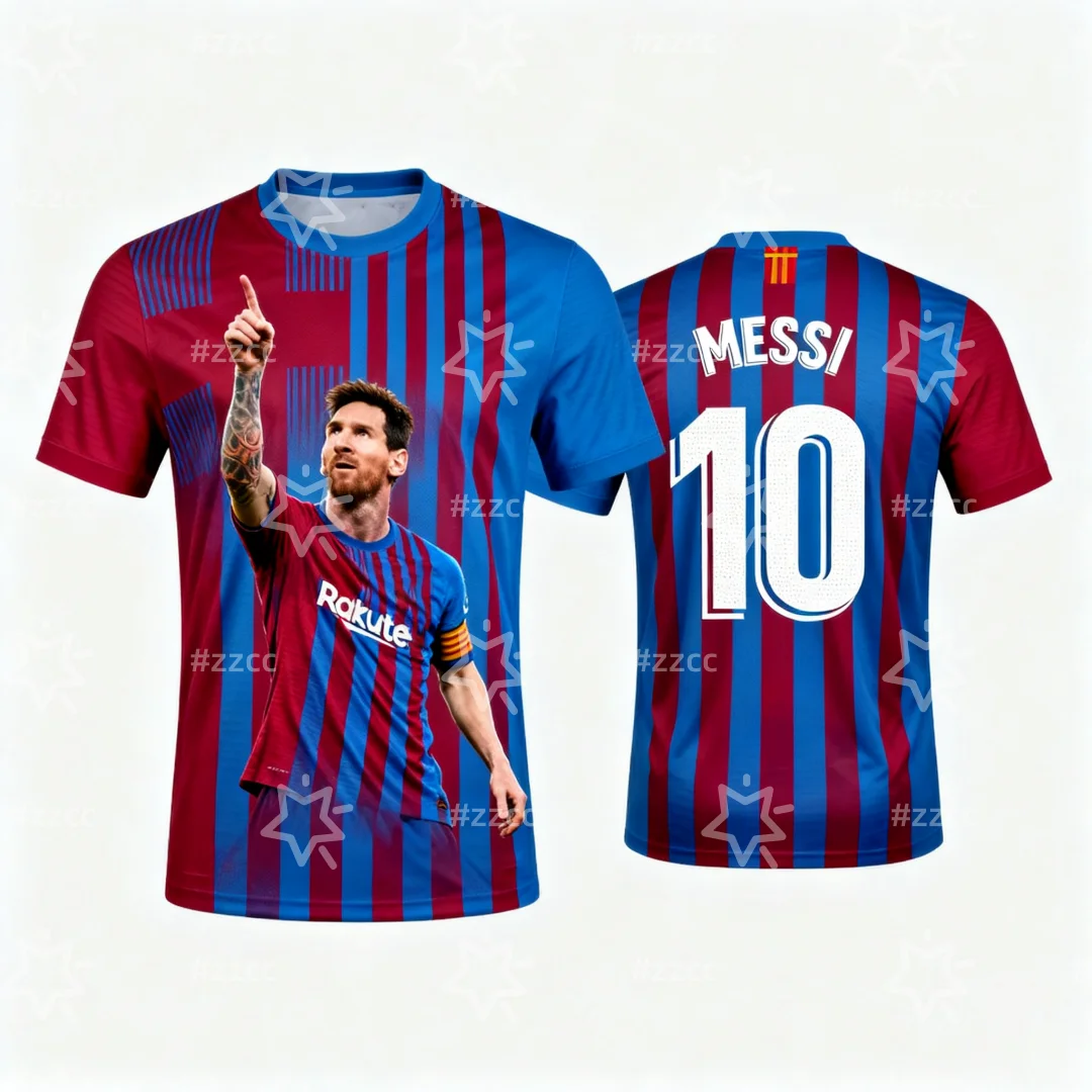 Messi's match and training jersey Football jersey No. 10 3d Printing Autumn Sports Dry Quickly Men's T-Shirt Kid's Clothing Tee