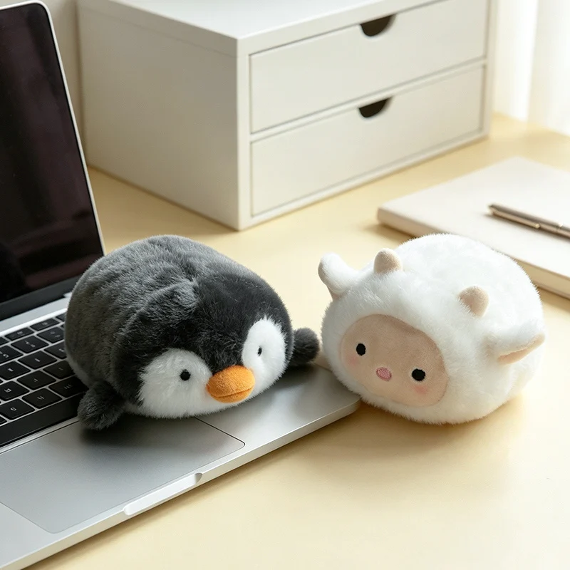 Cute Round Animal Plush Toy Lesser Panda Monkey Sheep Penguin Pig 15cm Soft Stuffed Doll Sofa Home Decor Kawaii Birthday Gift