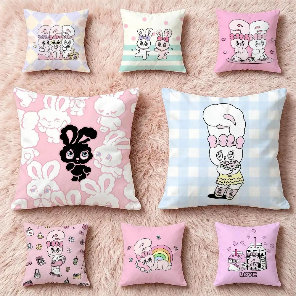 Ip‑Esther BunnyS Cushion Cover Pillow Multi‑size Short Plush Pillow Cute Simple Style For Living Room Bedroom Birthday Gift