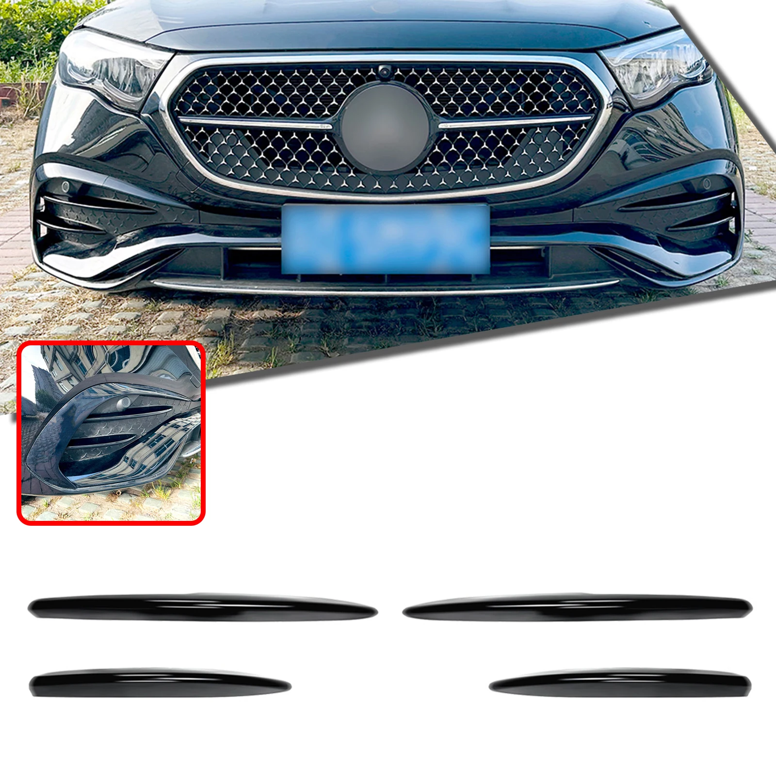Para Mercedes Benz Clase E W214 S214 AMG Line 2024-2025 parachoques delantero lateral ventilación de aire luz antiniebla marco de entrada cubierta rejilla tira embellecedora