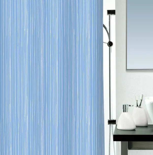 

Thickened Anti-Mold Waterproof Quick-Dry Polyester Bath Curtain Blue Striped Shower Partition Hanging Curtain Nordic Style Ho...