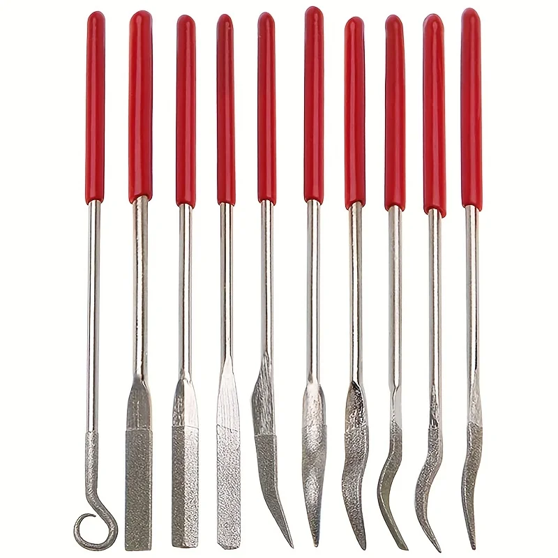 Versatile & Precise 10pc Mini Diamond File Set for Metal, Glass, Ceramic - Durable, Comfort Grip