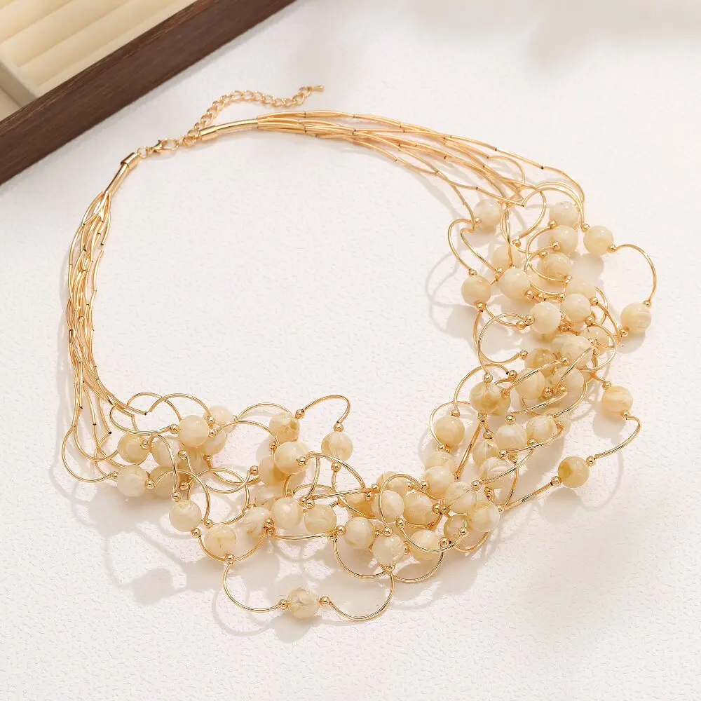 STRATHSPEY Mode Neue Lange Unregelmäßige Kupfer Rohr Halskette Für Frauen Aussage Chunky Multi Lay Schmuck – Detail 37