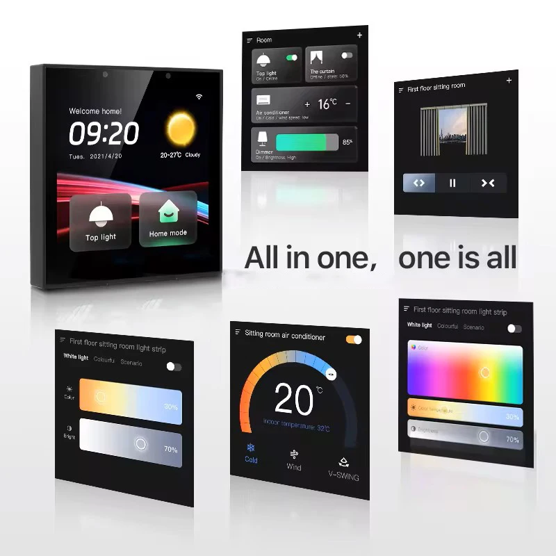 Glomarket Tuya Smart Wifi 4 بوصة لوحة تحكم نظام الموسيقى بوابة مدمجة في بوابة Alexa Zigbee لوحة تحكم متعددة الوظائف