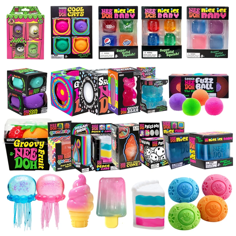 Needoh Cube Drip Fidget Sensory Toy Maltose TPR Jellyfish Snow Ball Press Doh Change Color Portable Anxiety Decompression Gift