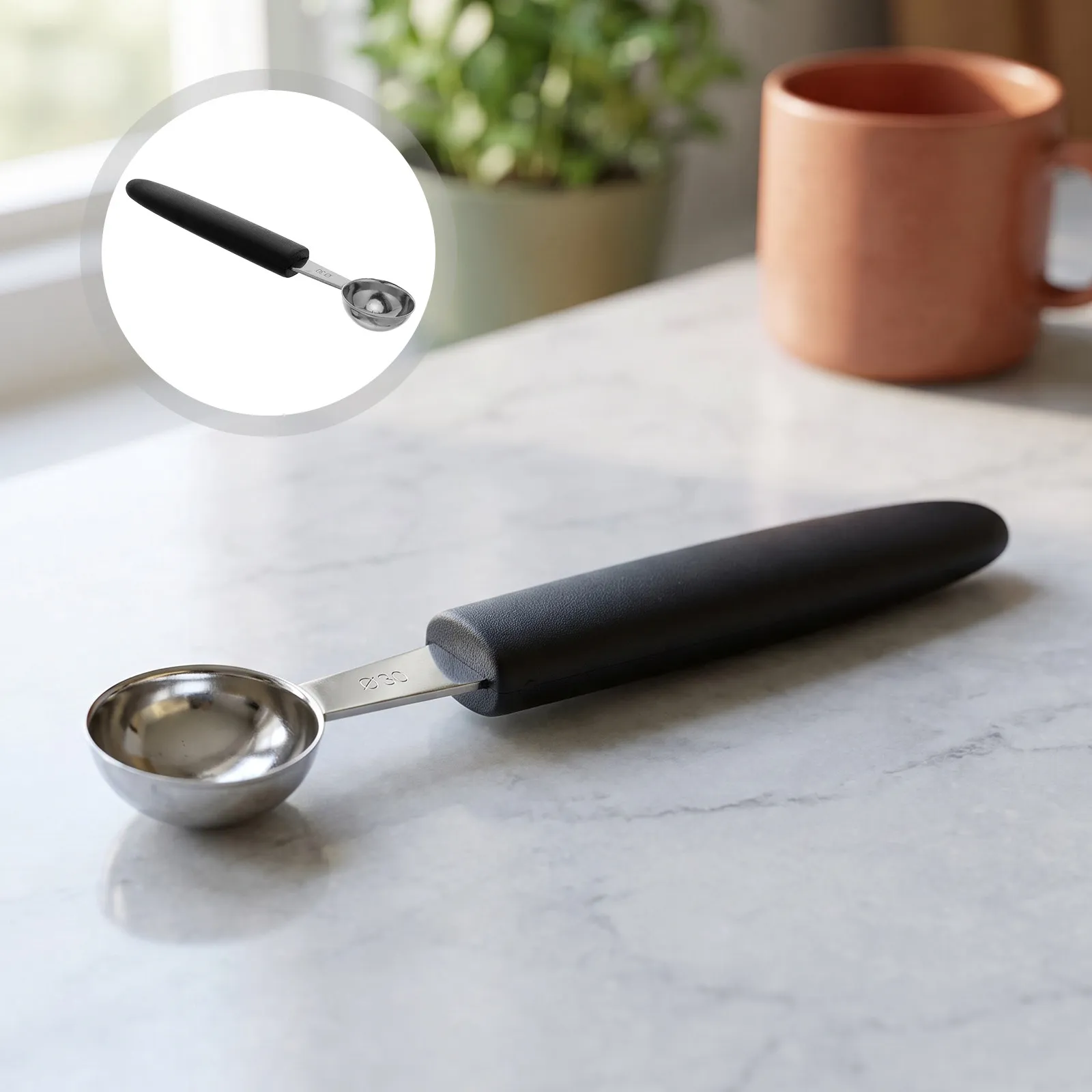 25mm/30mm Fruit Carving Tool Corer Cantaloupe Melon Baller Maker Cookie Scoop Dessert Black Garnish Cutter Preparation
