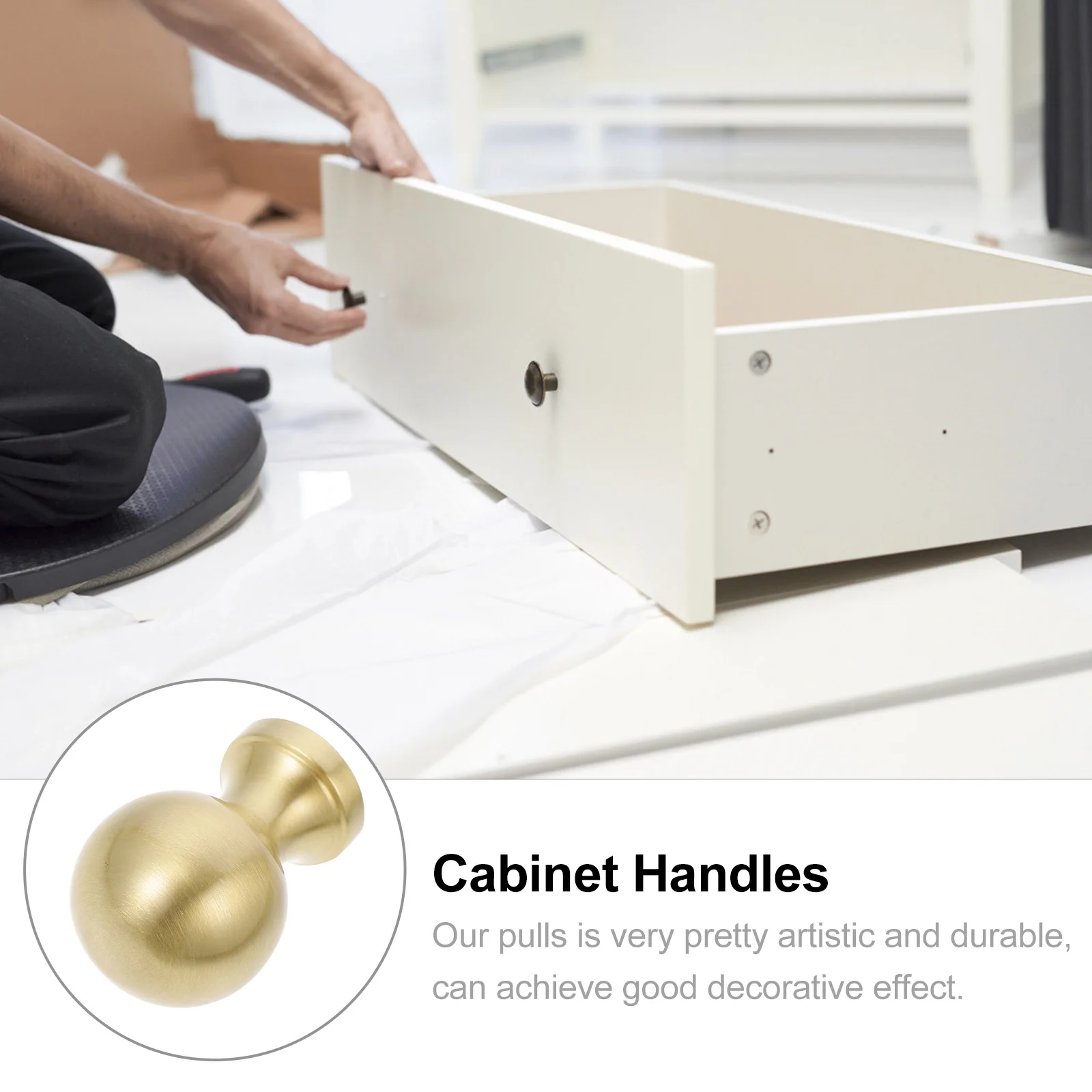 

2Pcs Round Golden Single Hole Cabinet Knobs Easy Install Pull Handles for Drawer Wardrobe Dresser Cupboard Closet