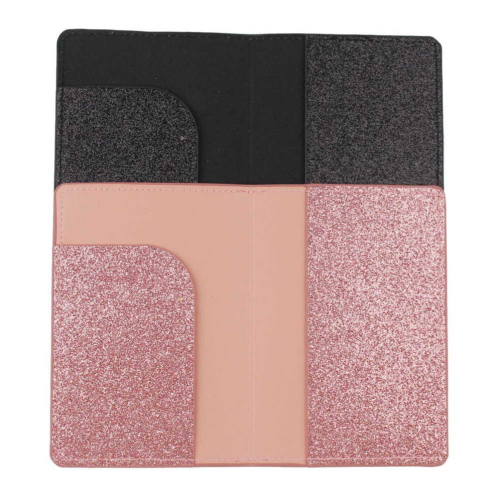 

Waterproof ID Card Case Passport Cover Case PU Leather Glitter Passport Protection Holder Clip Travel Document Protection Case