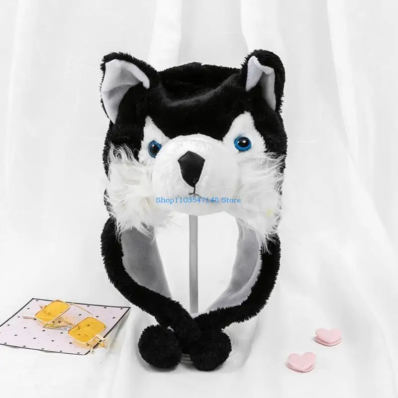 P88B القطيفة للجنسين الحيوان كامل هود قبعة طويلة وشاح الحرارية الدافئة Winterfor الكبار طفل #1