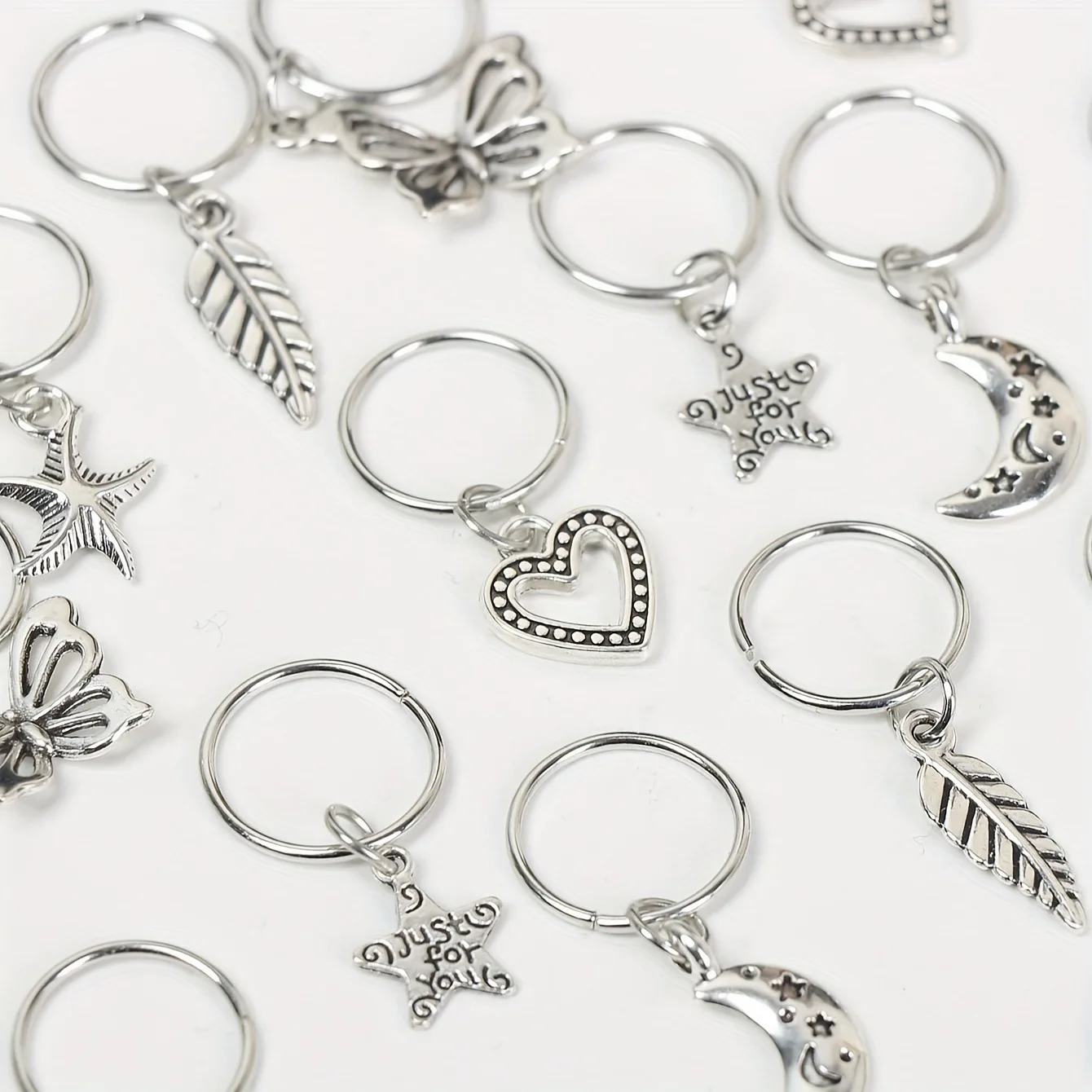 22 unids/bolsa rastas peluca anillos para el cabello accesorios para el cabello colgantes DIY dijes de corazón huecos para Decoración