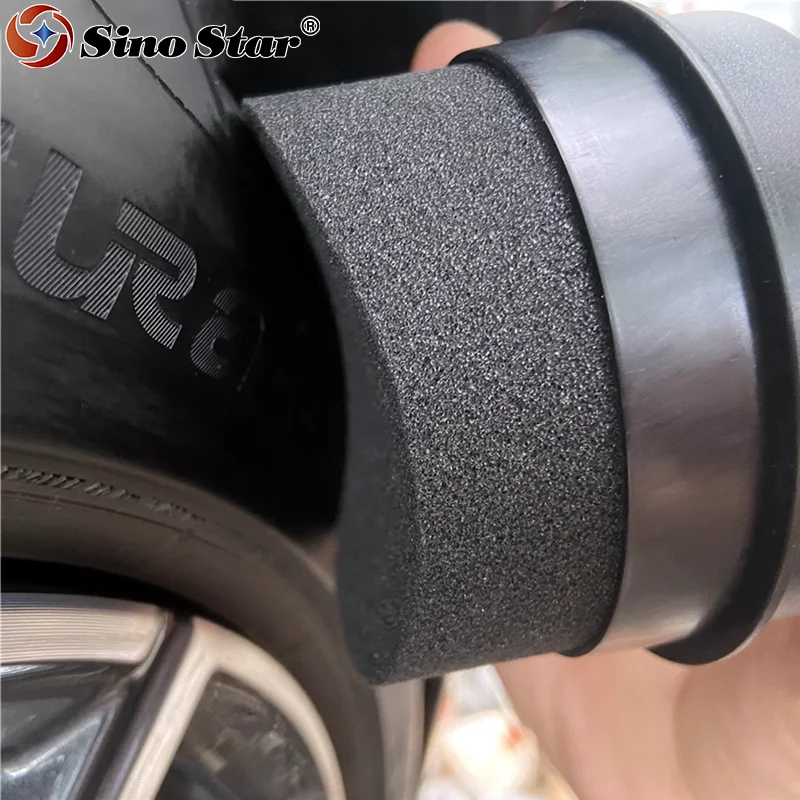 Car Tire Waxing Sponge with Lid Can Hold The Handle for Easy Waxing Curved Tire Sponge Car Cleaning Tools Detailing Brush