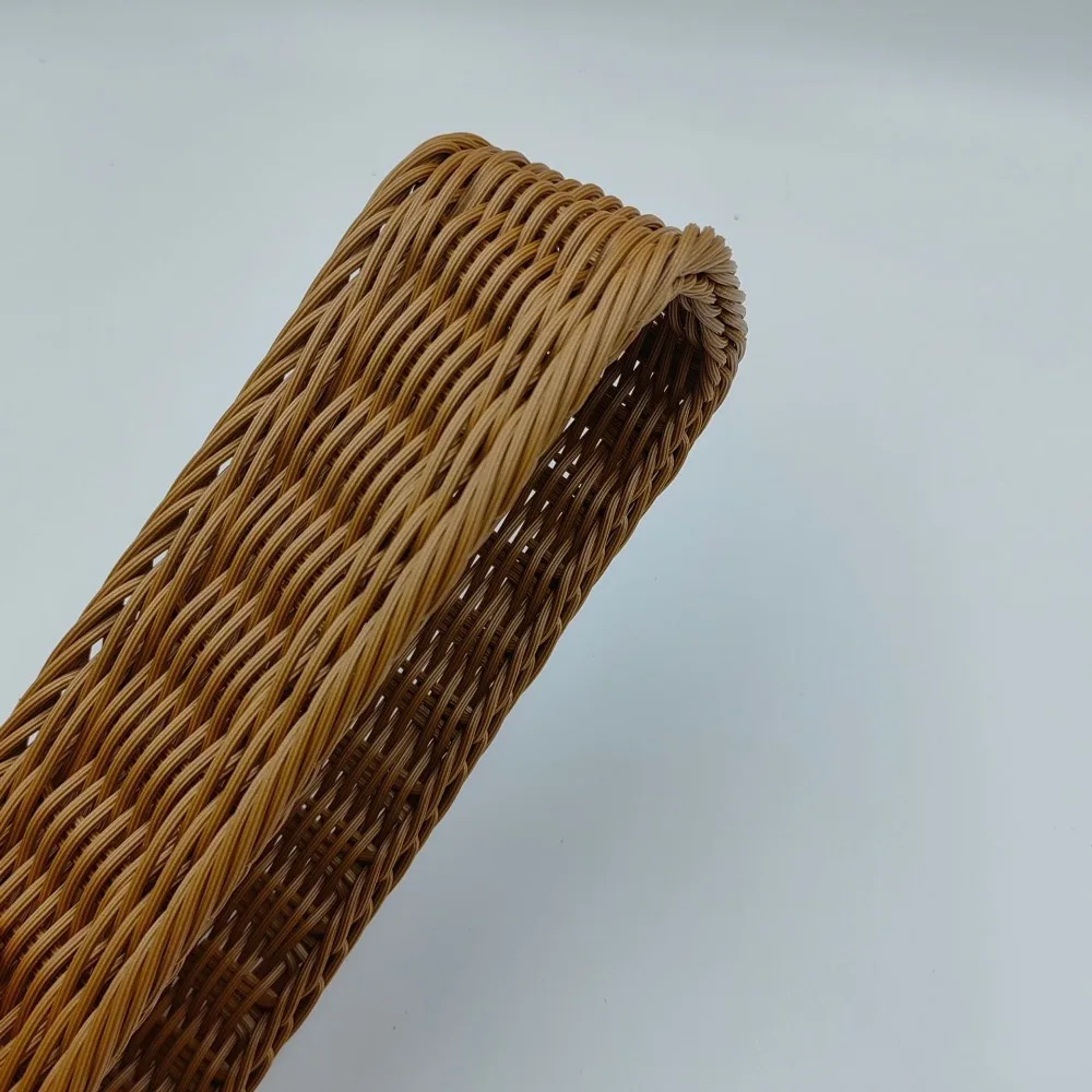 Imitation Rattan Storage Basket Faux Wicker Tray Plastic Picnic Basket Bread Food Plate Fruit Box Desk Decoration view 4