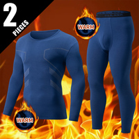2-piece Men's Autumn And Winter Solid Color Round Neck Fashionable Printed Sports Thermal Underwear Set Simple And Comfortable