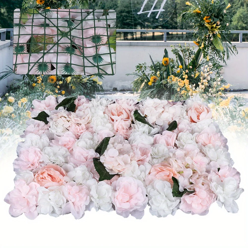 

6-piece set of flower wall white light pink Dali+champagne peony+champagne hydrangea+leaves, decoration,