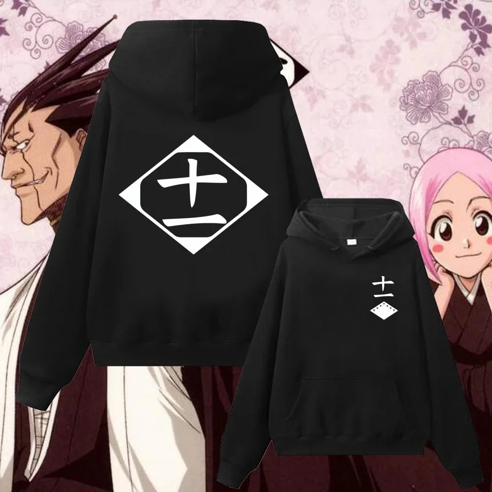 Harajuku Anime Bleach Hoodie Cosplay Zaraki Kenpachi Kusajishi Yachiru Cotton Pullover Sweatshirt Men Women Streetwear Clothes