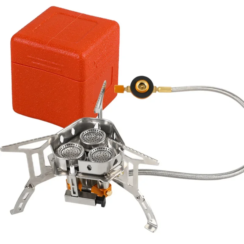 Mini Camping Stove Outdoor Portable Stove Windproof Three-head Stove Folding Gas Stove Travel Portable Stove Foldable Gas Burner